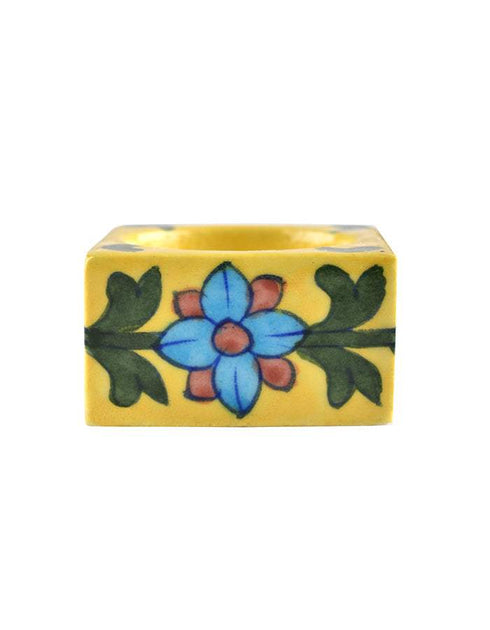 Blue Pottery Candle Holder Set Of 2pcs.